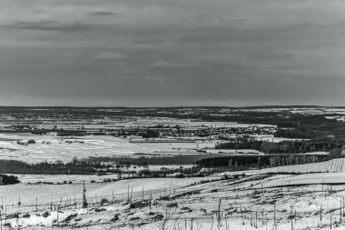 Karla kaplı ağaçlarla kaplı kış manzarası