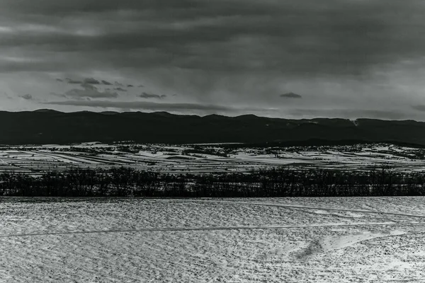 Arkasında bir dağ ve bir ağaç olan güzel bir manzara.