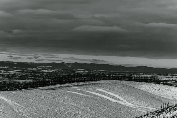 Karla kaplı güzel bir manzara - ağaçlarla kaplı