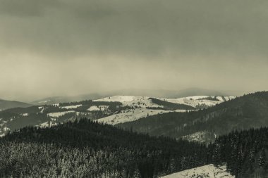 Karpatlar 'da bir dağ olan kış manzarası.