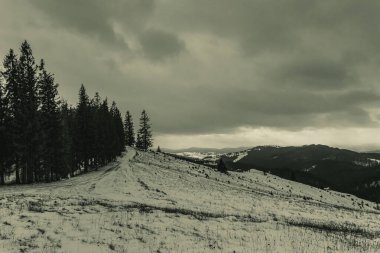 Dağlardaki güzel kış manzarası
