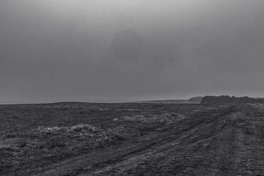 bir dağ manzarasının siyah beyaz fotoğrafı