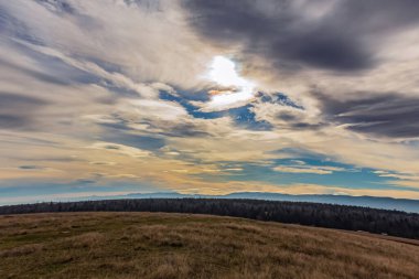 Arkasında bir dağ olan güzel bir manzara.