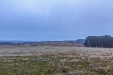 Karayip dağlarının sisli manzarası.