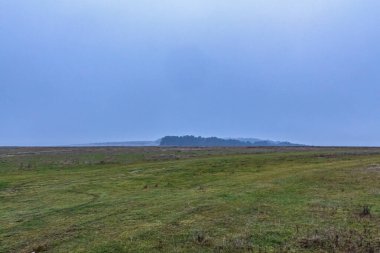 Tarlanın manzarası ve bulutlu bir sonbahar günü
