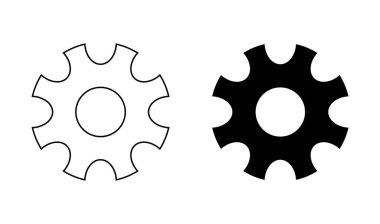 Siyah ve beyaz dişli simgeleri ile çark şekilleri yan yana