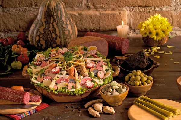 Fiambre Traditional Cuisine Guatemala Made Seasonal Vegetables Cold Meats — Stock Photo, Image