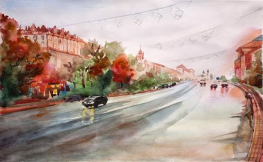 suluboya sokak görüş şekil. Kiev şehri. Ukrayna
