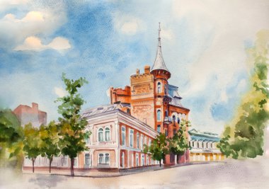 suluboya sokak görüş şekil. Kiev şehri. Ukrayna