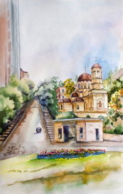 suluboya sokak görüş şekil. Kiev şehri. Ukrayna