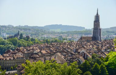 Cityscape görünümü ile Bern Katedrali, İsviçre