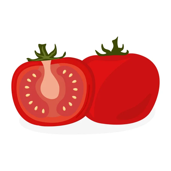 Tomate cortado icono conjunto vector ilustración diseño aislado — Vector de stock