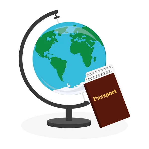 旅行や観光のアイコン。地図パスポートベクトルイラストデザイン — ストックベクタ