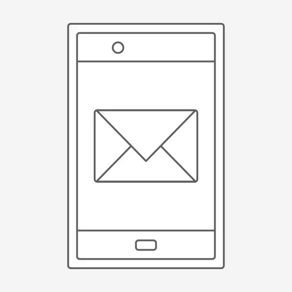 Aplicação de mensagem no celular. Desenho de ilustração vetorial de ícone de linha de correio — Vetor de Stock