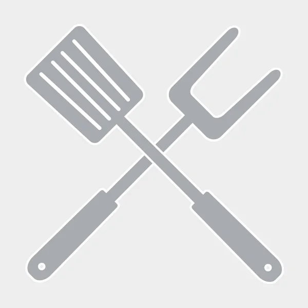 Crossed fork and spatula icon vector illustration design isolated — Stock Vector