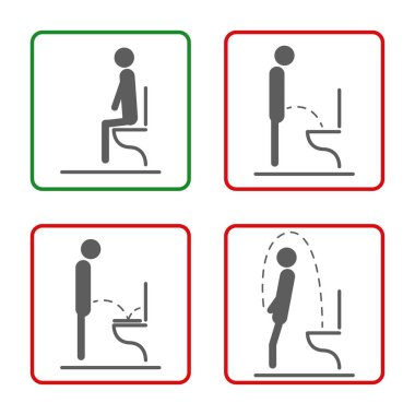 Erkekler için tuvalet kuralları simgeleri belirlendi vektör illüstrasyon tasarımı izole kavramı