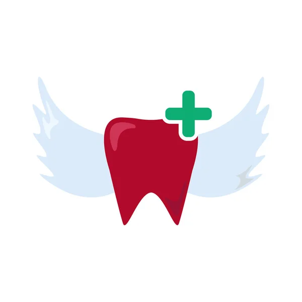 Ikona dentystyczna. Ząb ze skrzydłami bólu wektor ilustracji projekt izolowane — Wektor stockowy