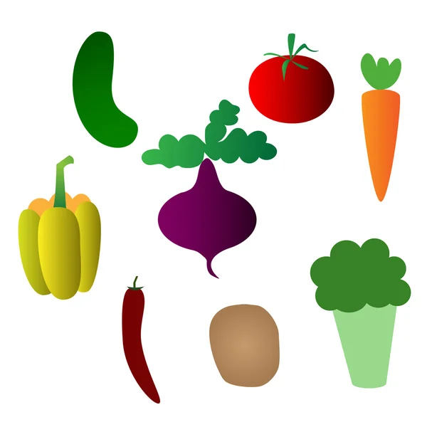Set van verse groenten voor uw ontwerp. — Stockvector