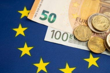 Euro nakit para, finansman ekonomik bankacılık ticaret döviz piyasası.