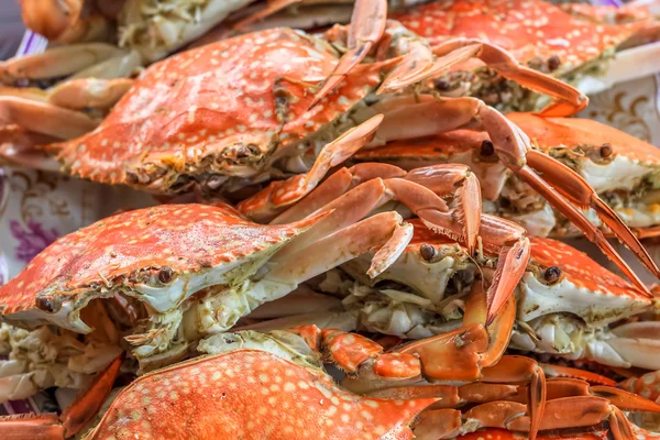 Close up top view steamed crabs in the restaurant for lunch and dinner — Stock Photo, Image