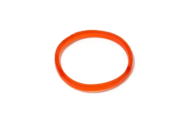 Único bastão de borracha simples faixa de plástico vermelho isolado no fundo branco — Fotografia de Stock