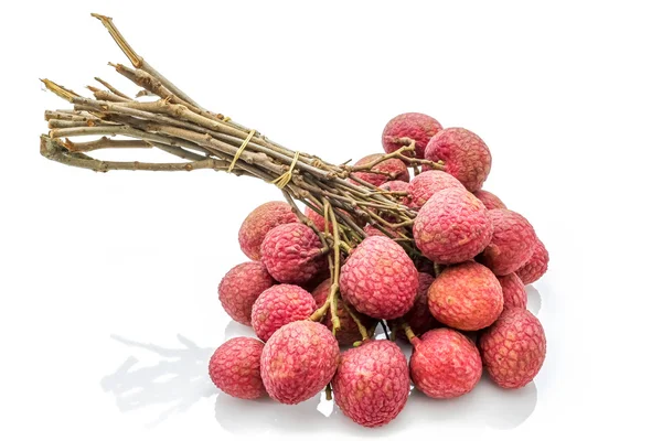 Isolerade gäng Litchi på den vita bakgrunden — Stockfoto