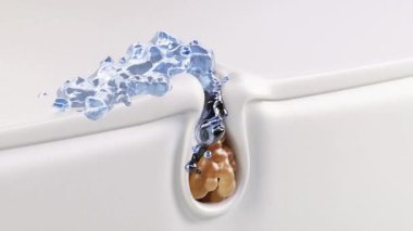 Pürüzsüz beyaz kozmetik kremin lüks dokusunu gözler önüne seren büyüleyici 3D animasyon, cilt ürünü 3D video promosyonları için ideal.