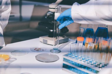 Klinik laboratuvarında çalışan araştırmacılar.