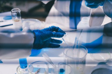 Klinik laboratuvarında çalışan araştırmacılar.