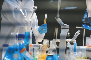 Klinik laboratuvarında çalışan araştırmacılar.