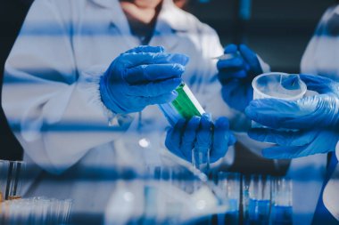 Klinik laboratuvarında çalışan araştırmacılar.