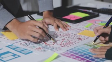 Çizimler ve dijital araçlarla UXUI tasarım beyin fırtınası oturumu