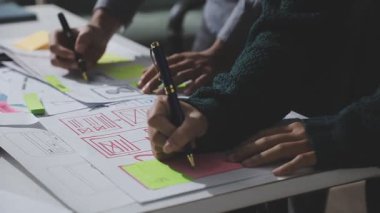 Çizimler ve dijital araçlarla UXUI tasarım beyin fırtınası oturumu