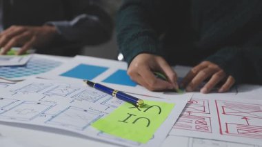 Çizimler ve dijital araçlarla UXUI tasarım beyin fırtınası oturumu