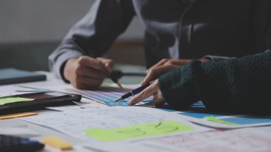 Çizimler ve dijital araçlarla UXUI tasarım beyin fırtınası oturumu