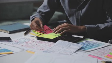 Çizimler ve dijital araçlarla UXUI tasarım beyin fırtınası oturumu