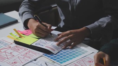 Çizimler ve dijital araçlarla UXUI tasarım beyin fırtınası oturumu