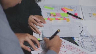 Çizimler ve dijital araçlarla UXUI tasarım beyin fırtınası oturumu