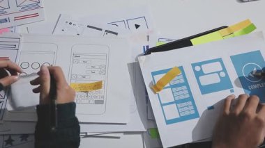 Çizimler ve dijital araçlarla UXUI tasarım beyin fırtınası oturumu