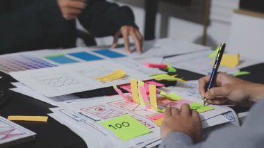 Çizimler ve dijital araçlarla UXUI tasarım beyin fırtınası oturumu