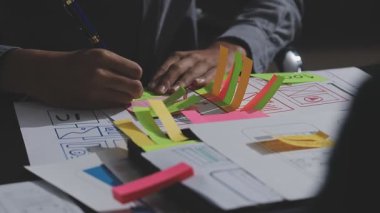 Çizimler ve dijital araçlarla UXUI tasarım beyin fırtınası oturumu