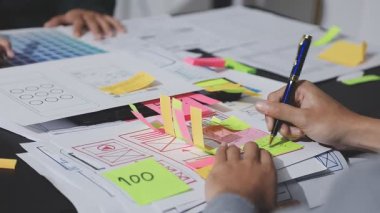 Çizimler ve dijital araçlarla UXUI tasarım beyin fırtınası oturumu