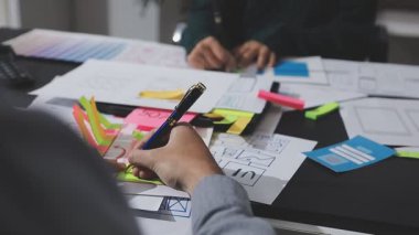 Çizimler ve dijital araçlarla UXUI tasarım beyin fırtınası oturumu