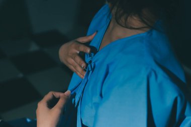 healthy concept; Doctor checking patient's heart with stethoscope at a hospital