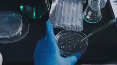 Arka plan için mikroskop ile Bilim tıbbi laboratuvar ekipmanları