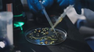 Arka plan için mikroskop ile Bilim tıbbi laboratuvar ekipmanları