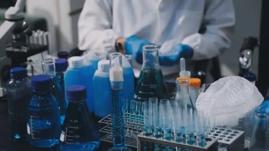 Arka plan için mikroskop ile Bilim tıbbi laboratuvar ekipmanları