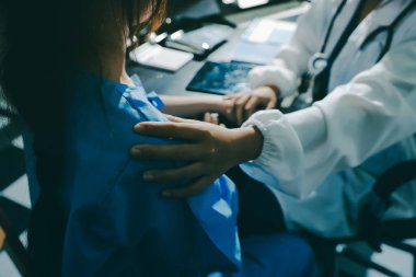Male doctors shake hands with patients encouraging each other and praying for blessings. To offer love, concern, and encouragement while checking the patient's health. concept of medicine