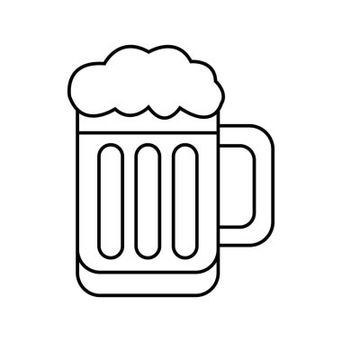 Köpüklü köpükle dolu bir bira bardağının siyah bir tasviri beyaz arka planda duruyor. Kupanın sapı ve gövdesinde dikey tırtıklı çizgiler var. Köpük bardağın tepesinde bulut benzeri bir şekil olarak tasvir edilir. Çizgiler cesurca ve...