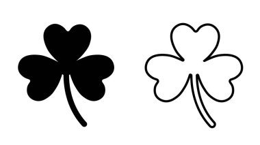 Beyaz arka planda iki stilize yonca yan yana sunulur. Sol yonca koyu siyah bir siluettir, sağ yonca ise kalın siyah çizgili bir taslak. İkisi de klasik üç yapraklı yonca şeklini tasvir ediyor.